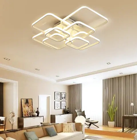 Square Layered LED Chandelier Iron Acrylic Dimmable