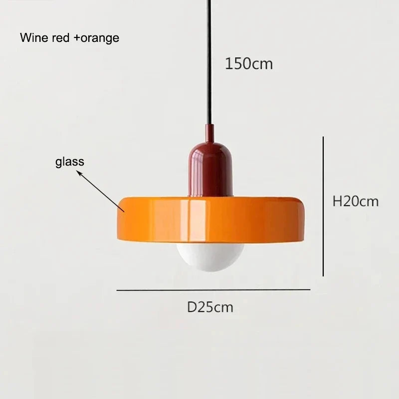 Nordic Retro Blown Glass Pendant Light E27 — 15 Colours