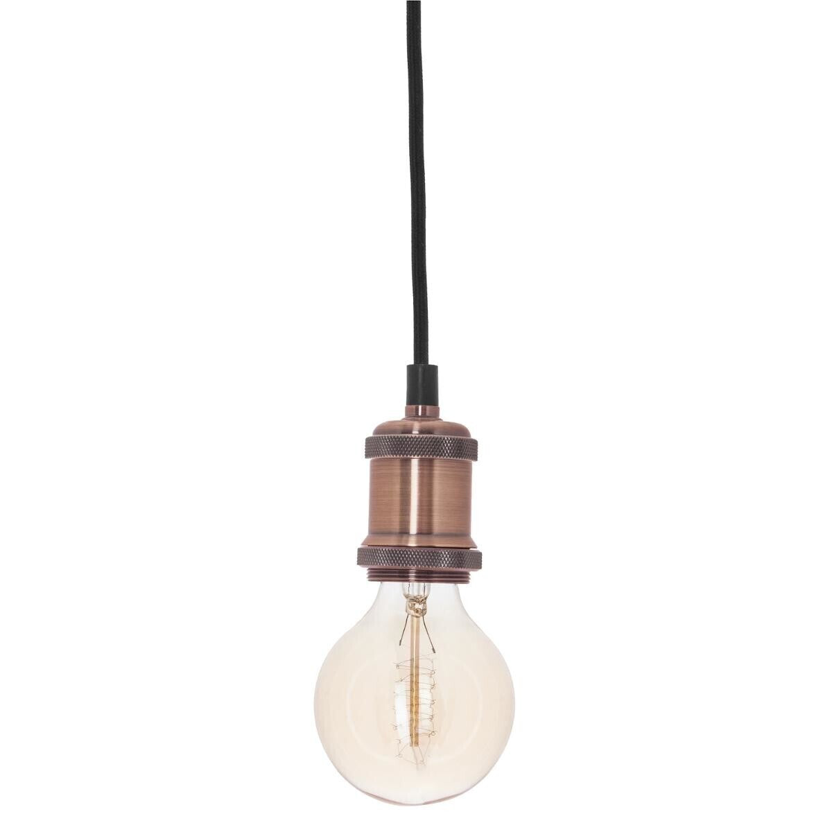 Small Copper Pendant Light Brushed Iron E27 40W 1m or 2m Cable