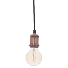 Small Copper Pendant Light Brushed Iron E27 40W 1m or 2m Cable