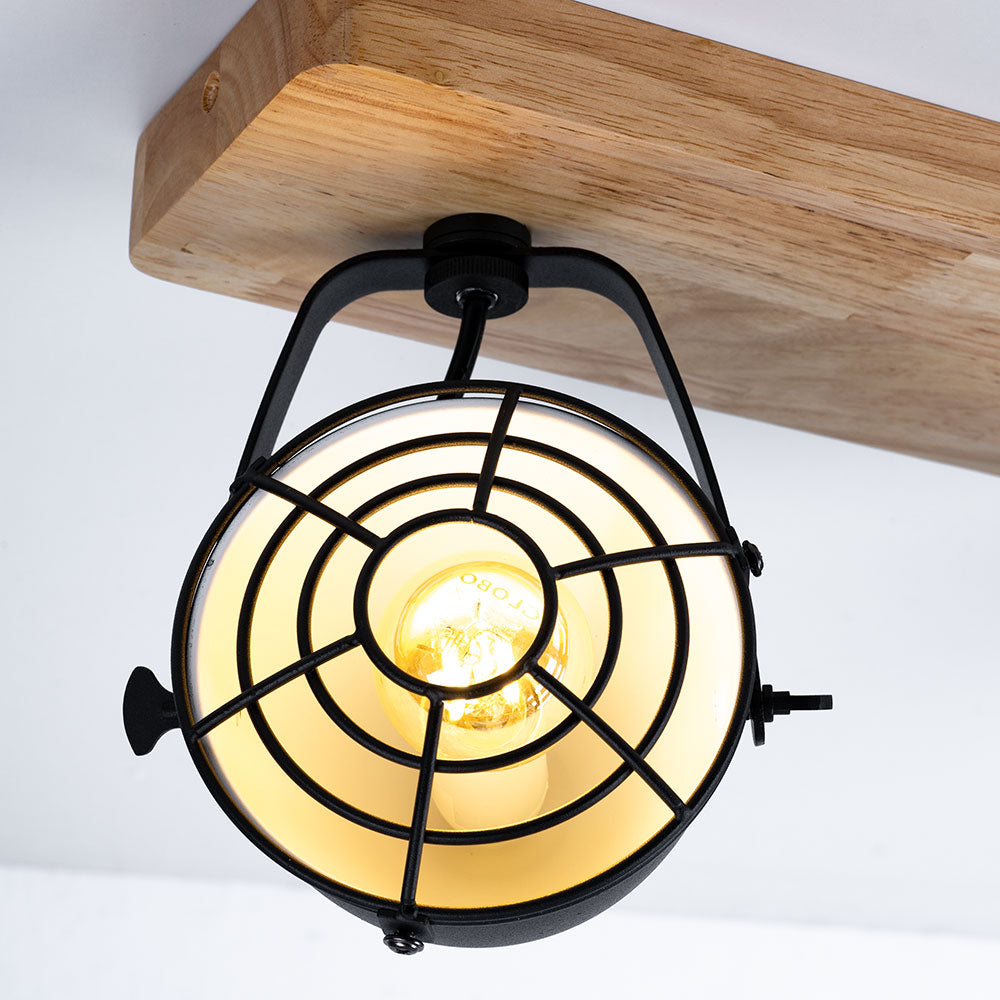 Industrial 3-Lamp Ceiling Light Black Adjustable Arms 3×E14