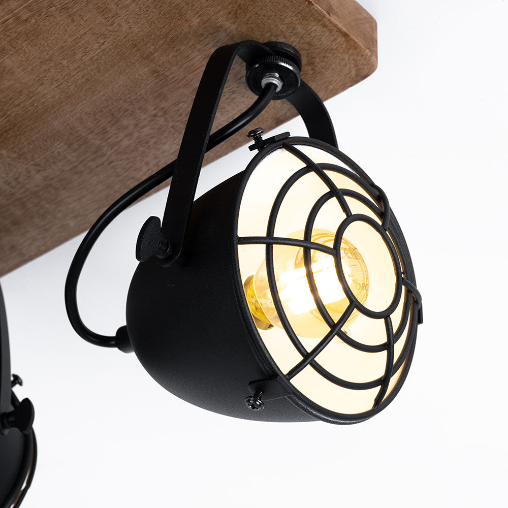 Industrial 3-Lamp Ceiling Light Black Adjustable Arms 3×E14