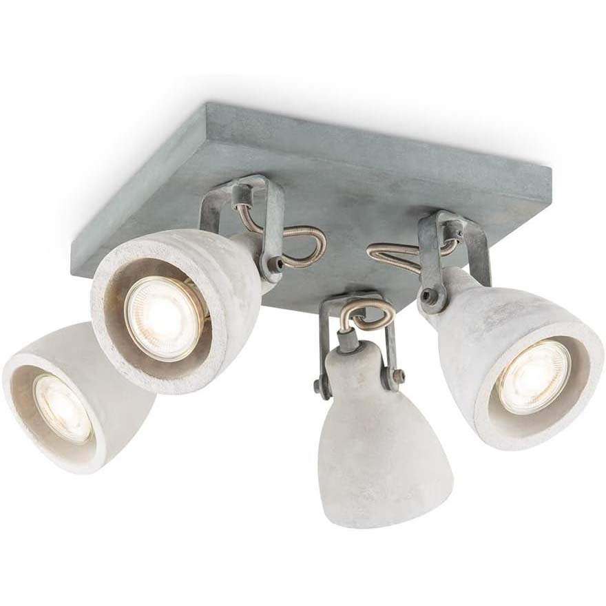 Concrete Ceiling Light GU10 LED 4×5W Dimmable 23cm Grid