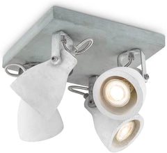Concrete Ceiling Light GU10 LED 4×5W Dimmable 23cm Grid