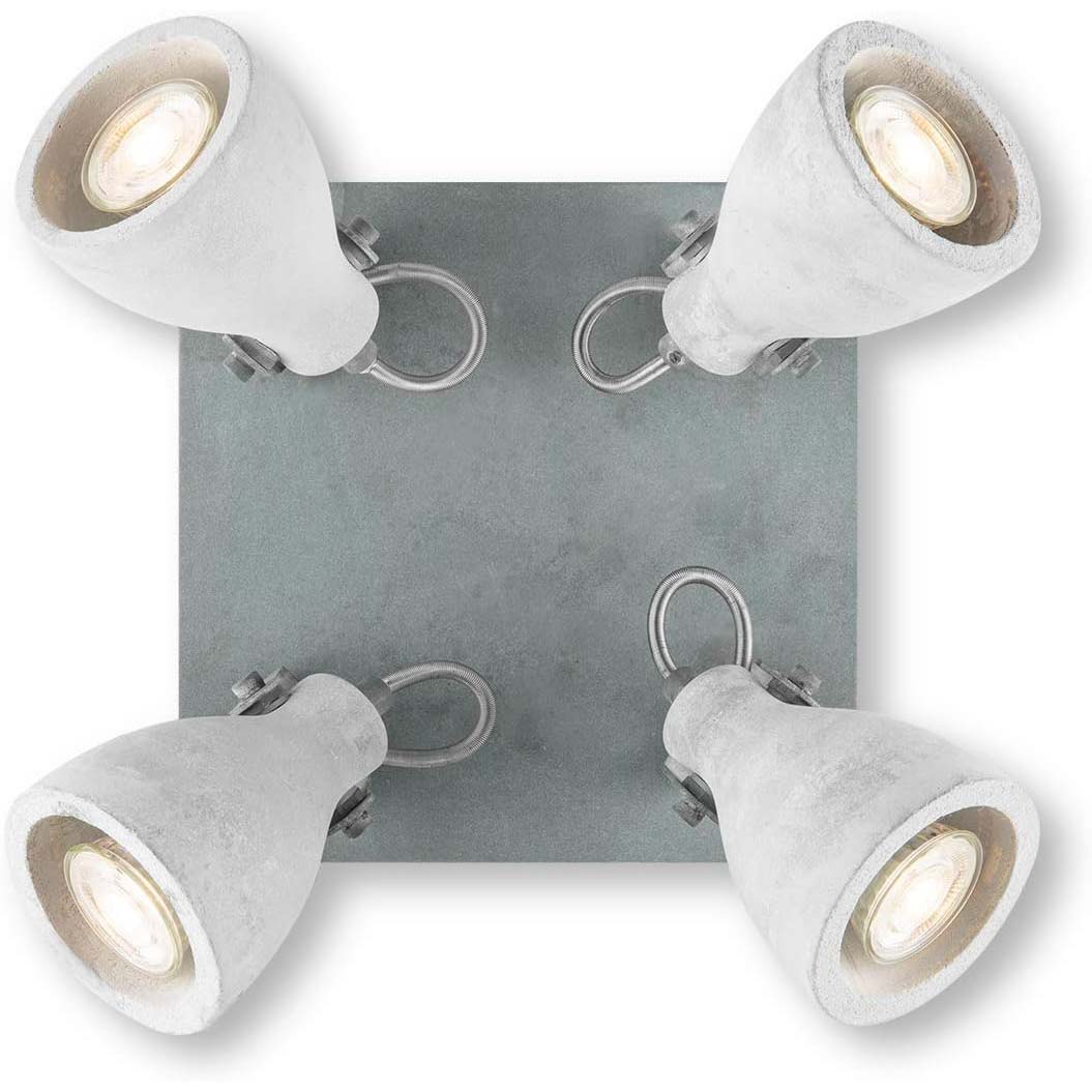 Concrete Ceiling Light GU10 LED 4×5W Dimmable 23cm Grid