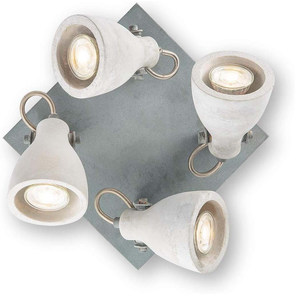 Concrete Ceiling Light GU10 LED 4×5W Dimmable 23cm Grid