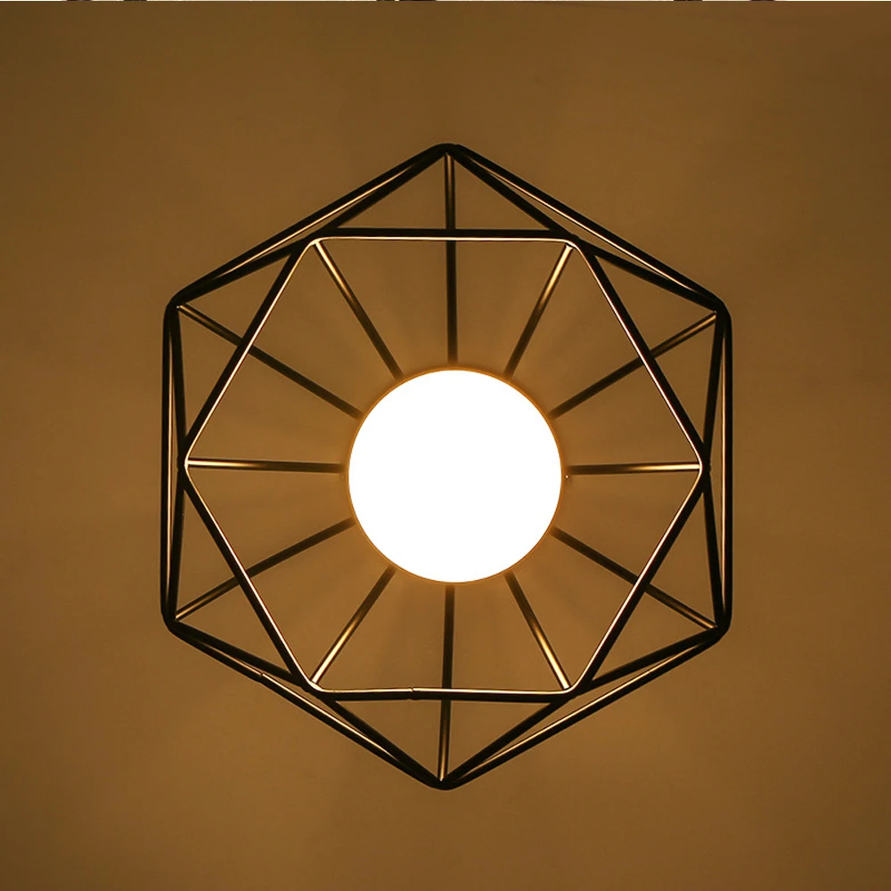 Diamond Ceiling Light Geometric Metal E27 40W Black or White