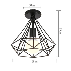 Diamond Ceiling Light Geometric Metal E27 40W Black or White