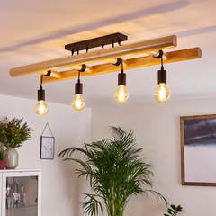 Ladder Ceiling Light Iron Wood 4×E27 60W Dimmable Simple or Diamond