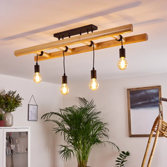 Ladder Ceiling Light Iron Wood 4×E27 60W Dimmable Simple or Diamond