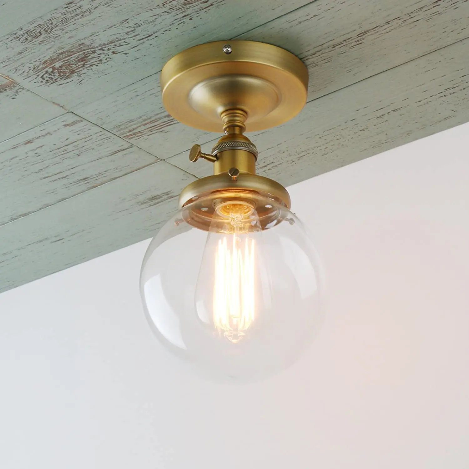 Vintage Glass Globe Ceiling Light E27 40W 4 Finishes