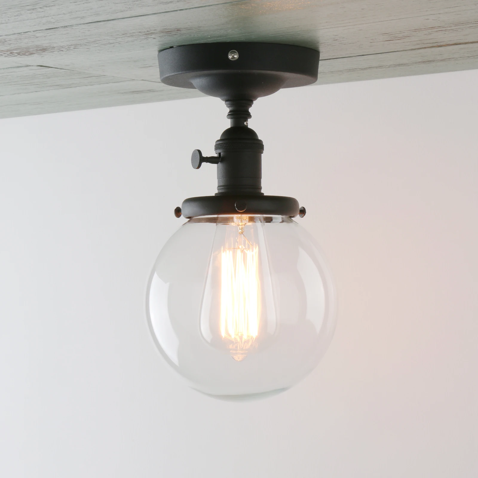 Vintage Glass Globe Ceiling Light E27 40W 4 Finishes