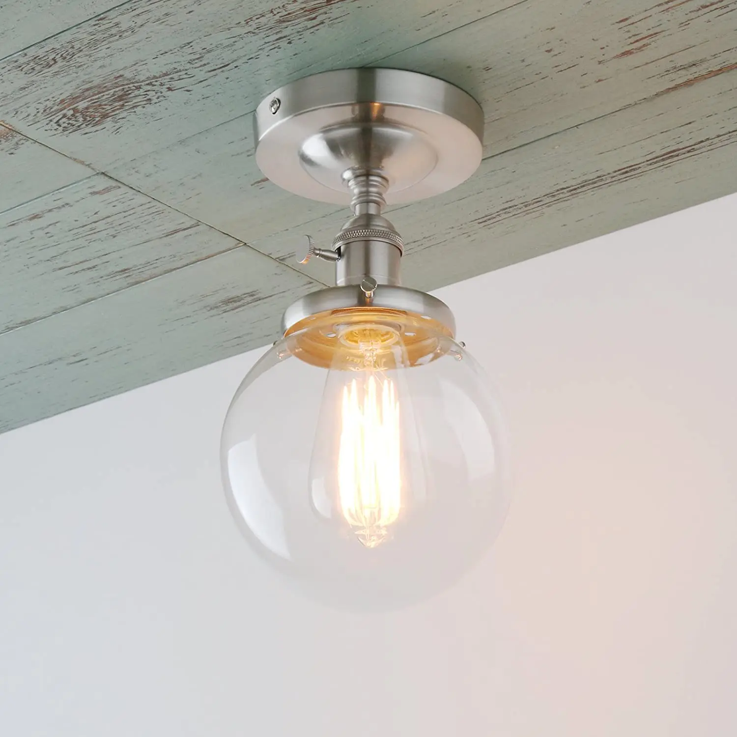 Vintage Glass Globe Ceiling Light E27 40W 4 Finishes