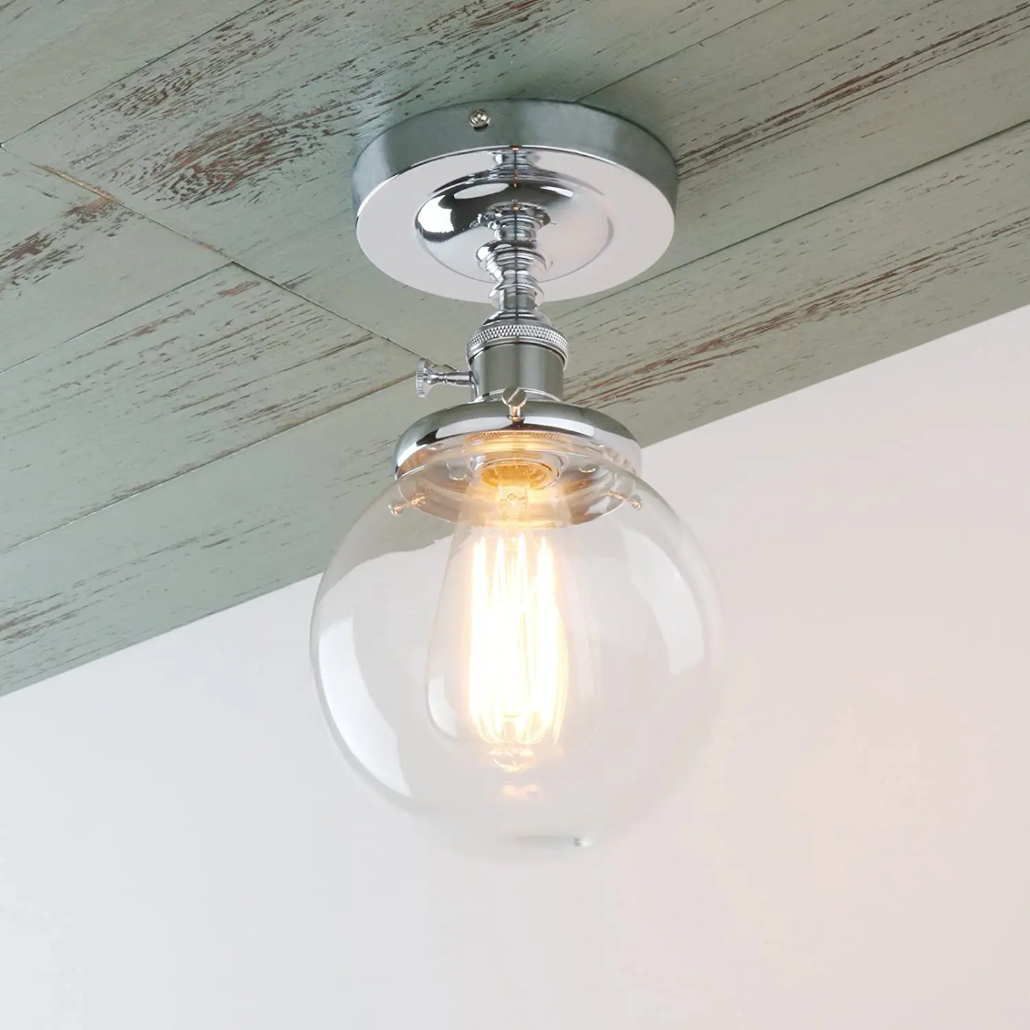 Vintage Glass Globe Ceiling Light E27 40W 4 Finishes