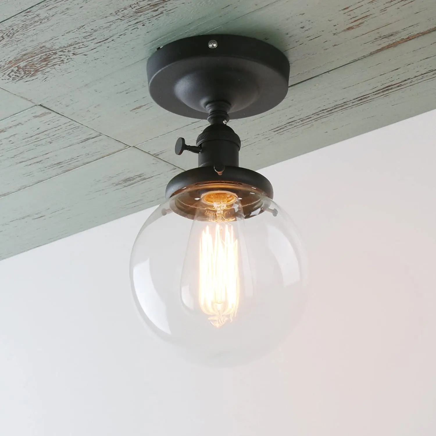 Vintage Glass Globe Ceiling Light E27 40W 4 Finishes