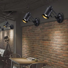 Industrial Adjustable Wall Light Metal E27 — 180° Swivel, Black or White