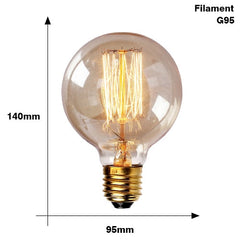 E27 G95 Large Globe Filament Bulb 40W — 2700K Vintage Warm White