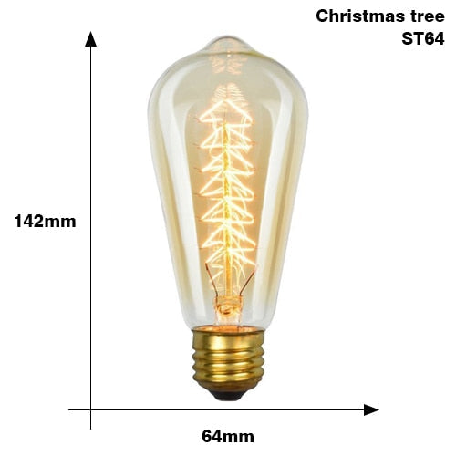 ST64 Edison Vintage Filament Bulb E27 40W Triangle Filament 2700K