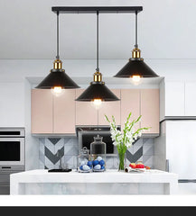 3-Light Industrial Chandelier Black Metal E27 Adjustable