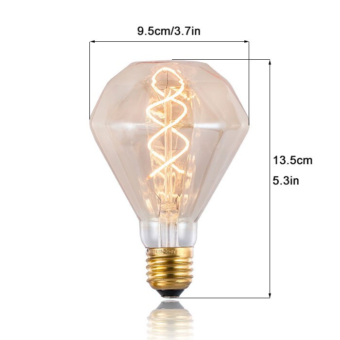 Diamond Spiral Filament LED Bulb E27 4W 2700K Vintage
