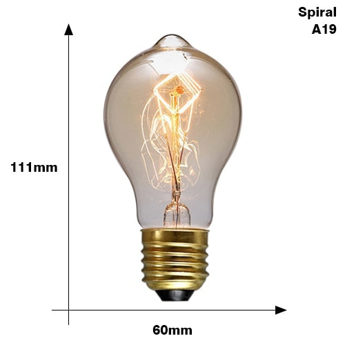 Vintage Spiral Filament Bulb A19 E27 40W Warm White
