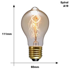 Vintage Spiral Filament Bulb A19 E27 40W Warm White