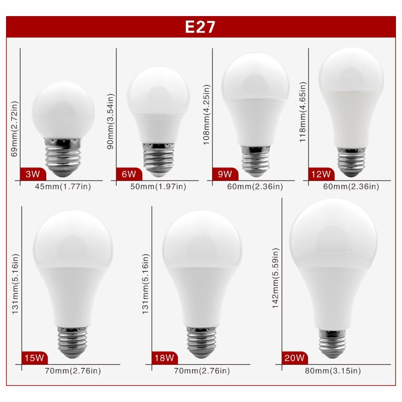 E27 LED Globe Bulb Pack of 7 — 3W to 20W Warm & Cool White
