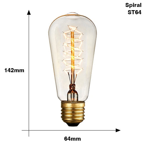 Vintage Spiral Filament Bulb ST64 E27 40W Warm White