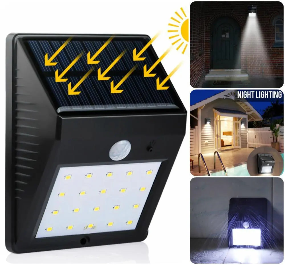 Solar Motion Sensor Wall Light 20 LED IP44