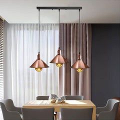 3-Light Copper Pendant Iron E27 Adjustable 95cm Width 50cm