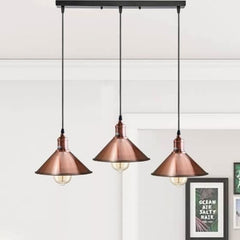 3-Light Copper Pendant Iron E27 Adjustable 95cm Width 50cm