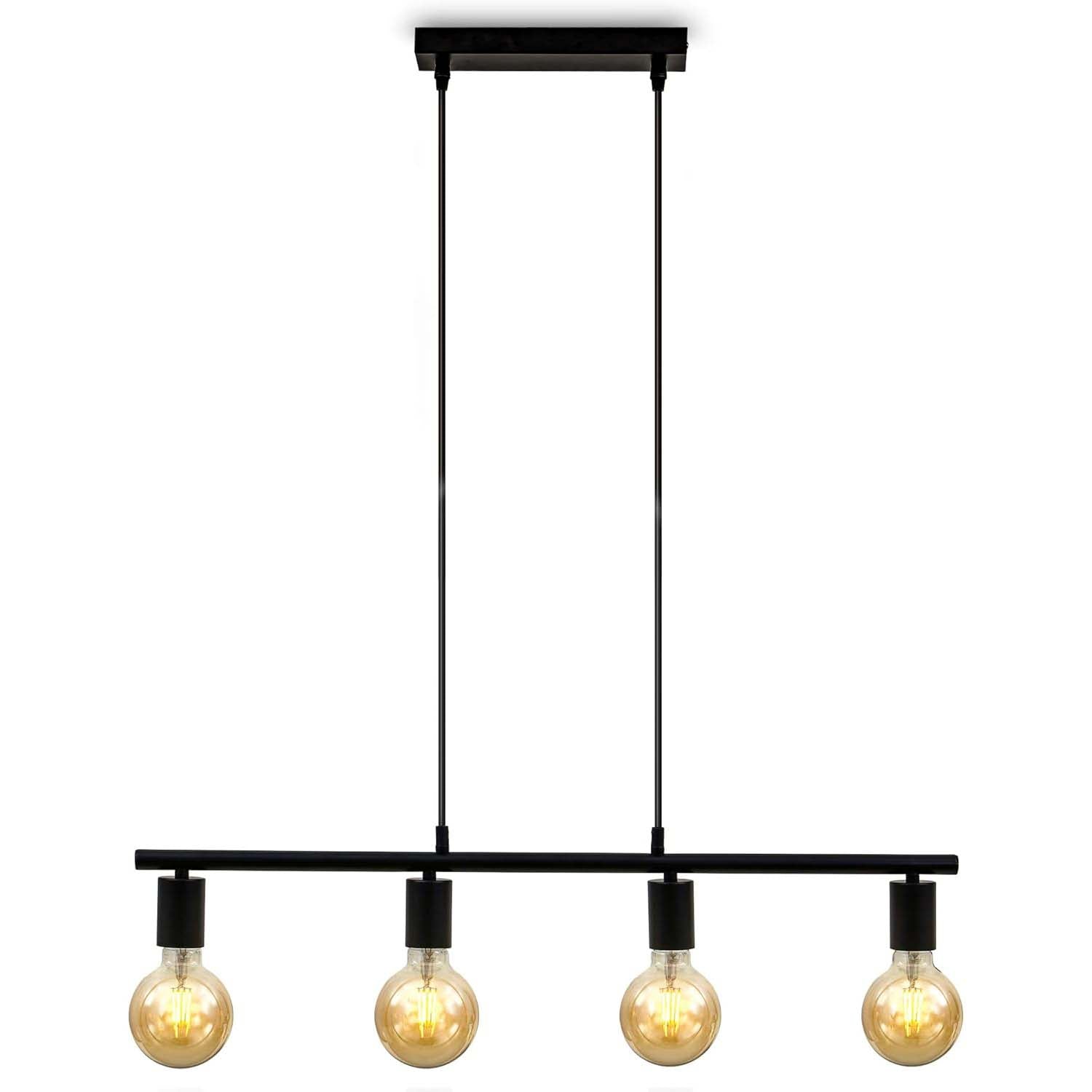 Industrial 4-Light Pendant Steel Matt Black E27