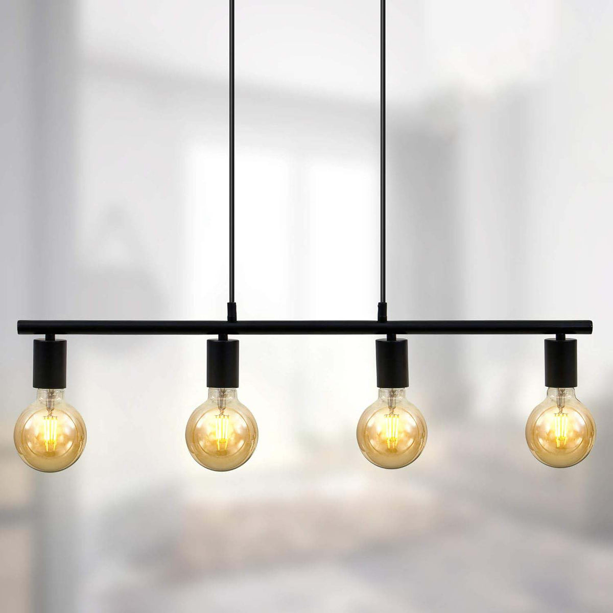 Industrial 4-Light Pendant Steel Matt Black E27