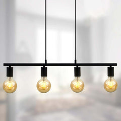 Industrial 4-Light Pendant Steel Matt Black E27