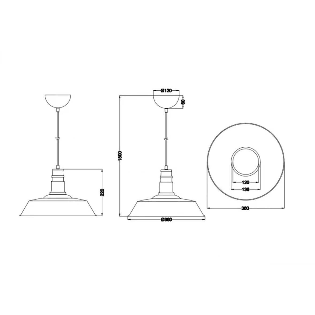 Concrete-Effect Iron Pendant Light E27 60W