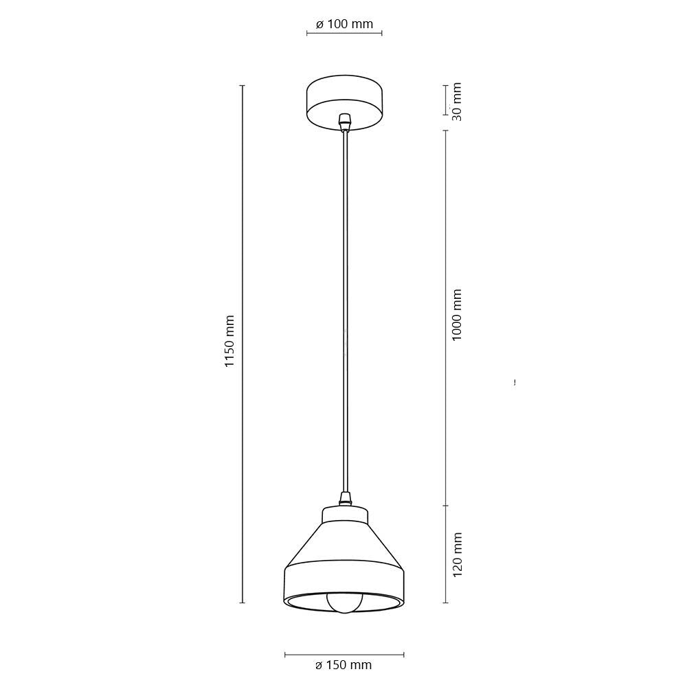 Concrete Oak Pendant Light E14 40W FSC Ø15cm