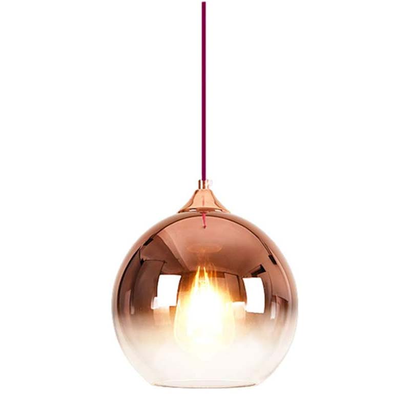 Copper Glass Globe Pendant Light E27 Ø20cm 150cm Cable