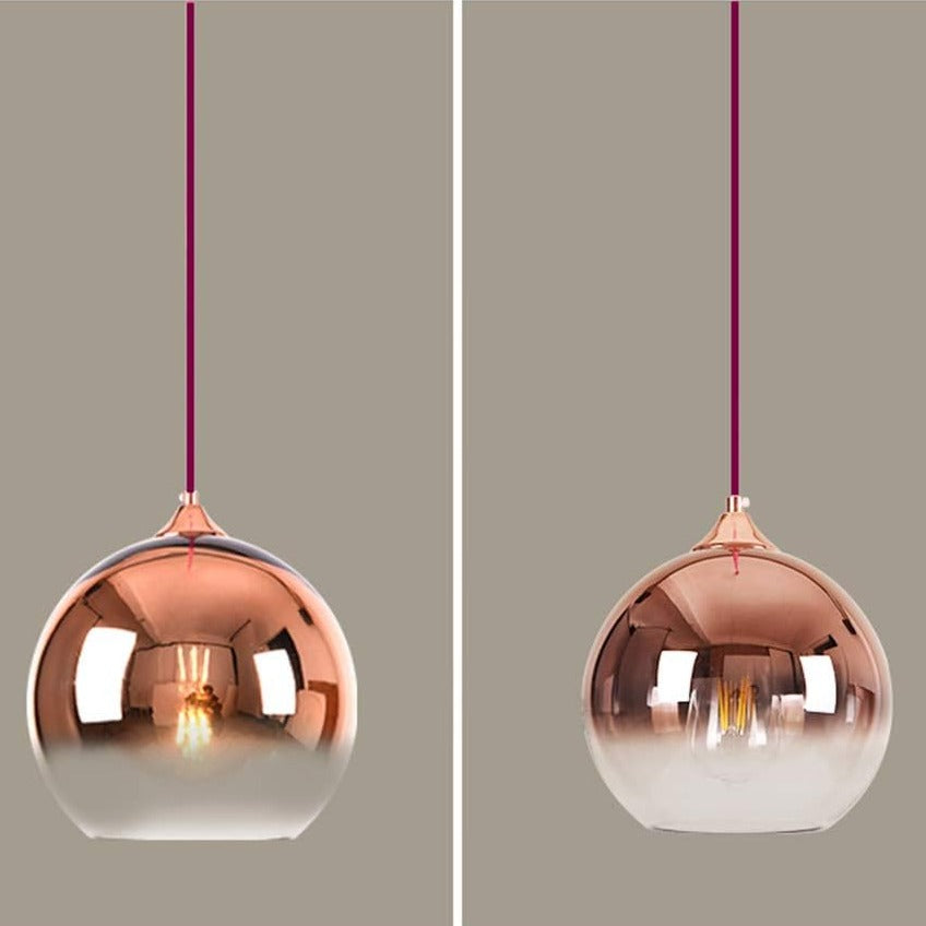 Copper Glass Globe Pendant Light E27 Ø20cm 150cm Cable