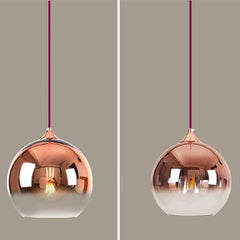 Copper Glass Globe Pendant Light E27 Ø20cm 150cm Cable