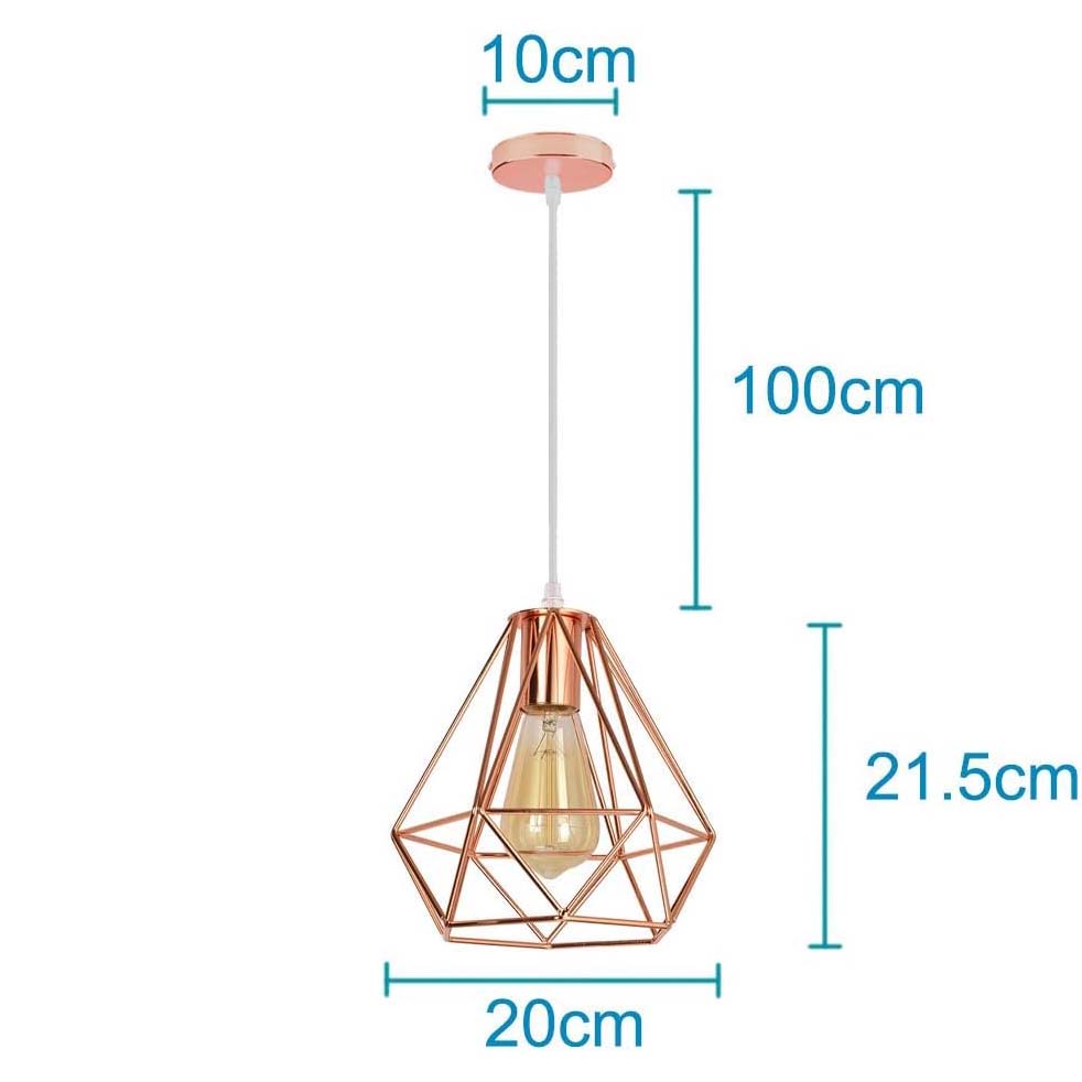 Copper Cage Pendant Light E27 40W — H21.5cm W20cm, 100cm Cable