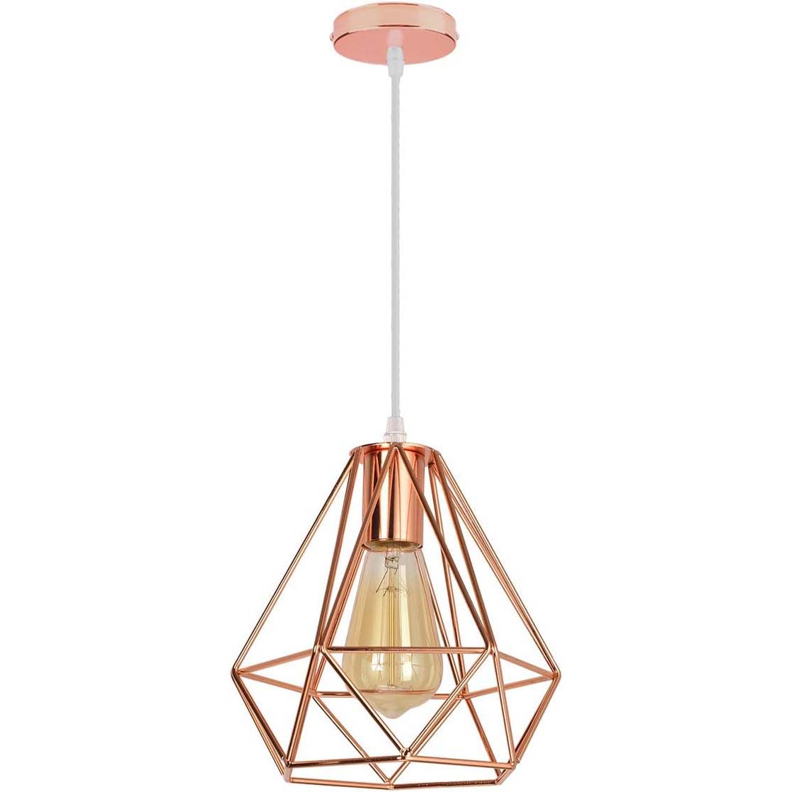 Copper Cage Pendant Light E27 40W — H21.5cm W20cm, 100cm Cable