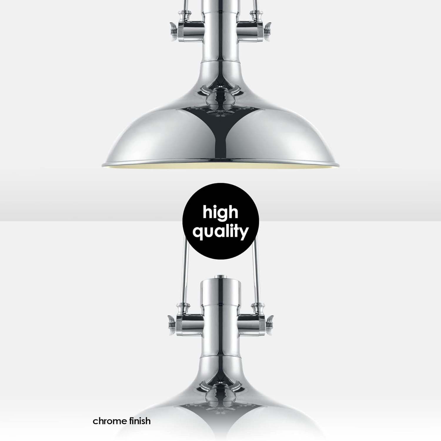 Chrome Pendant Light Iron Adjustable Shade E27 LED