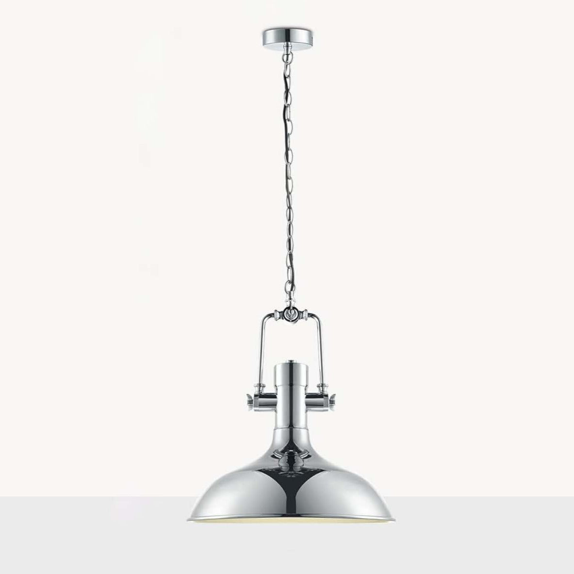 Chrome Pendant Light Iron Adjustable Shade E27 LED
