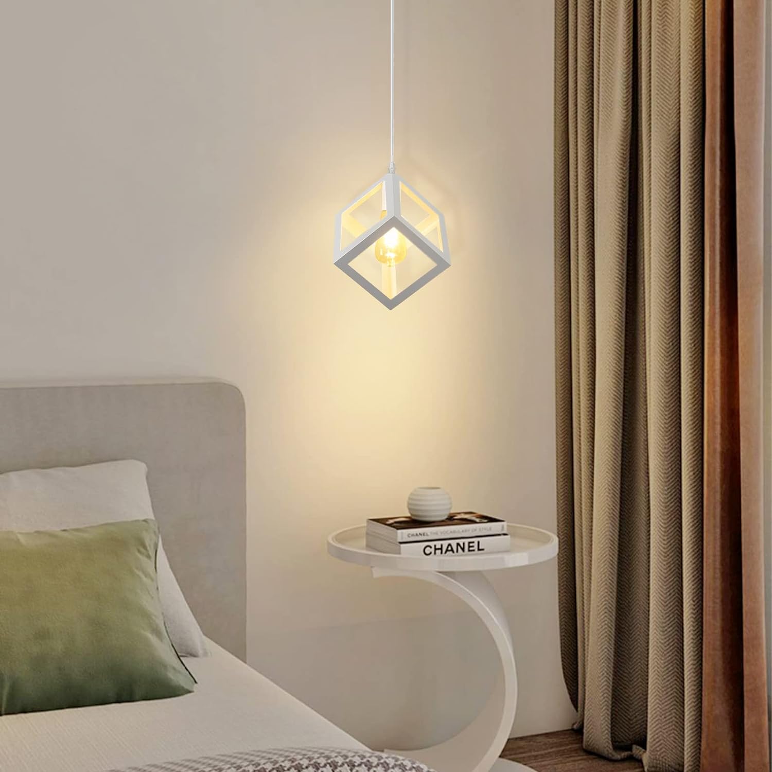 Cube Pendant Light Iron Matte E27 40W — 17cm, White or Black