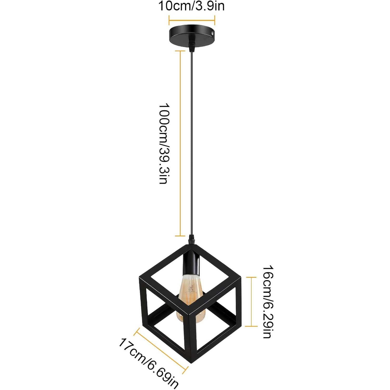 Cube Pendant Light Iron Matte E27 40W — 17cm, White or Black