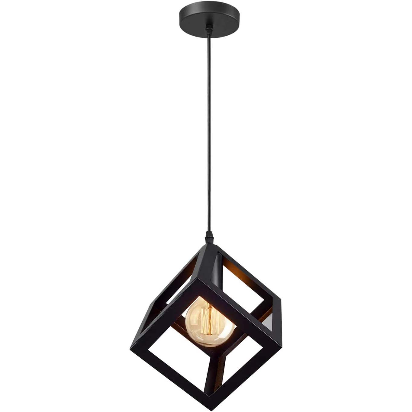 Cube Pendant Light Iron Matte E27 40W — 17cm, White or Black
