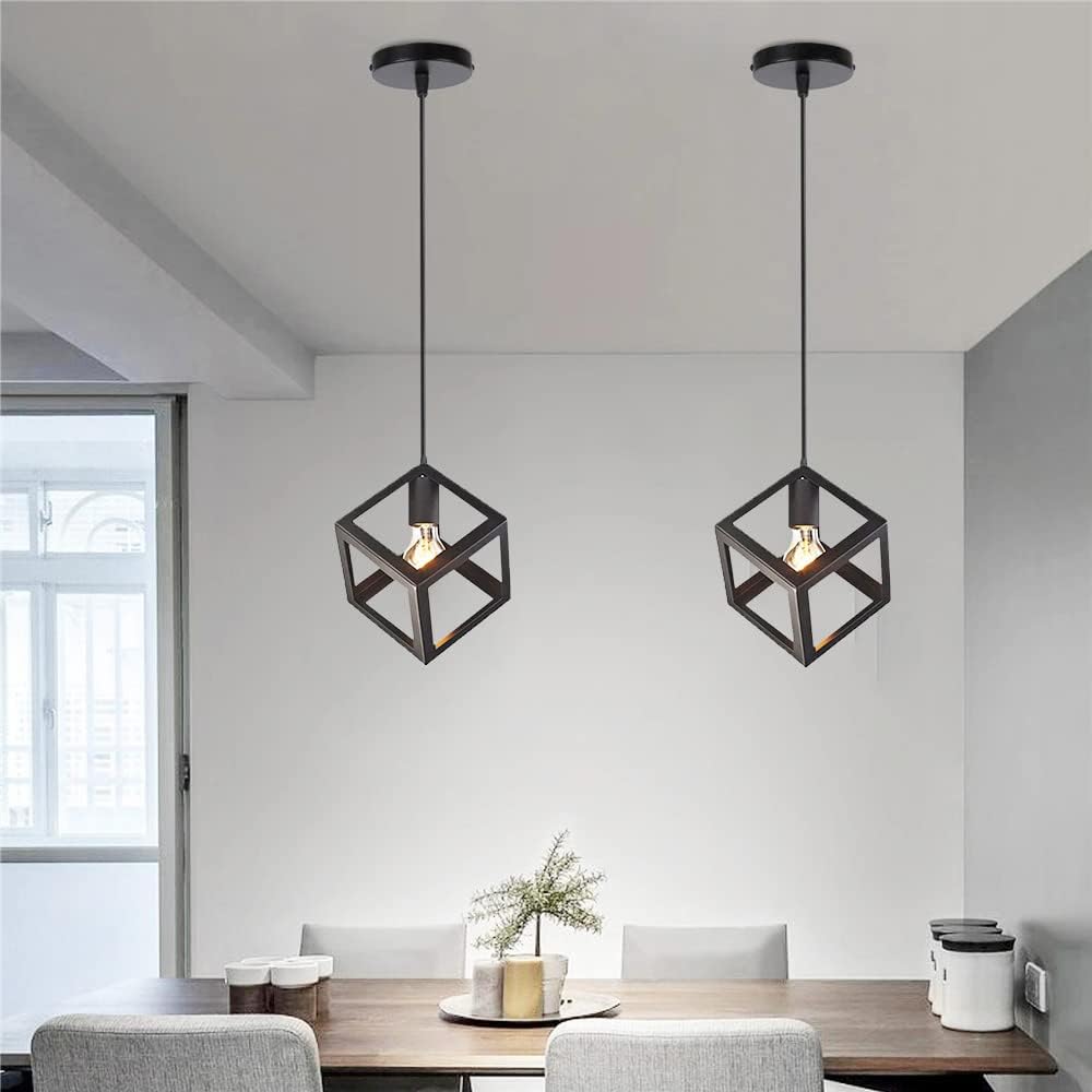 Cube Pendant Light Iron Matte E27 40W — 17cm, White or Black