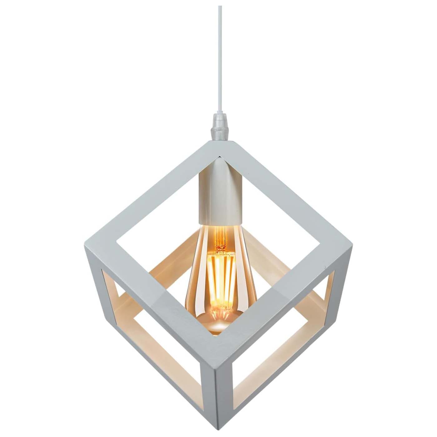 Cube Pendant Light Iron Matte E27 40W — 17cm, White or Black