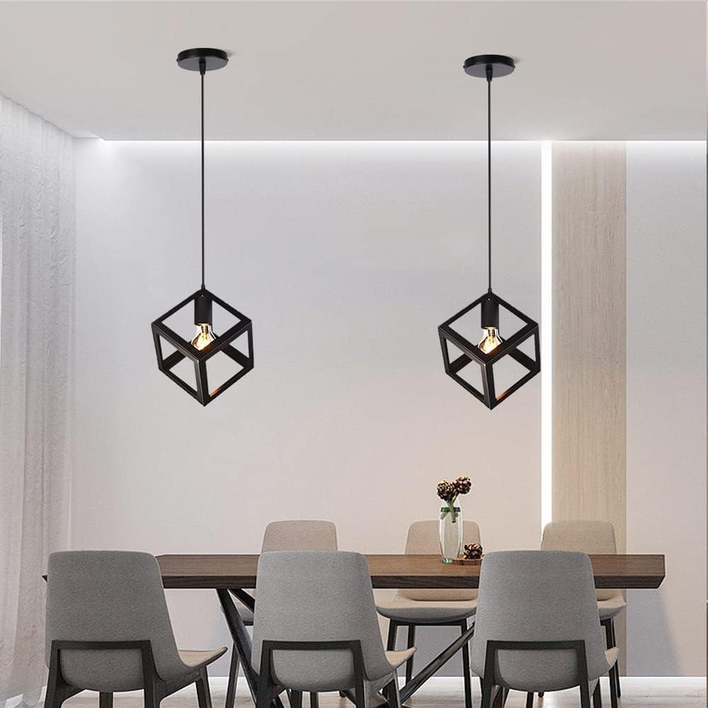 Cube Pendant Light Iron Matte E27 40W — 17cm, White or Black