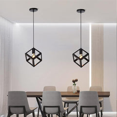Cube Pendant Light Iron Matte E27 40W — 17cm, White or Black
